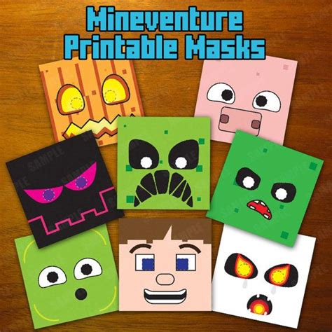 Mineventure Printable Masks Instant Download 8 Masks Etsy Printable