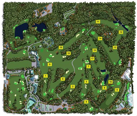 Map Illustration Of The Augusta National Golf Club Showing All The Holes