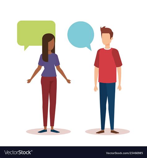 Couple Talking With Speech Bubbles Royalty Free Vector Image