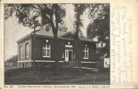 Curtis Memorial Library Brunswick Me Postcard