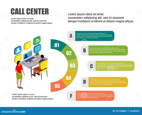 Call Center Flat Illustration Office Business Concept 3d Isometric