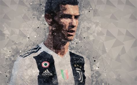 Download Wallpapers Cristiano Ronaldo 4k Art Juventus Fc Geometric
