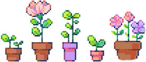 Download Hd Pixel Aesthetic Plants Green Tumblr Grunge Plant Roses Pixel Flower Pot Png