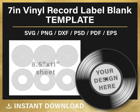 Vinyl Record Label Template Blank Template 7 Inches Cricut Etsy Australia