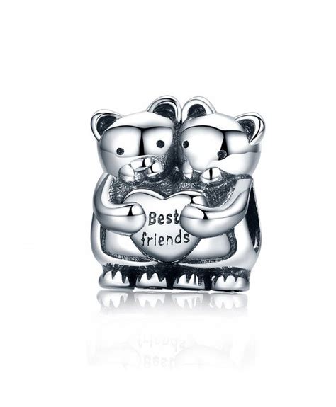 925 sterling silver heart charm friend charm friendship charm anniversary charm christmas charm for pandora charms bracelet. Lovely Two Buddies Bears Best Friend Charm | Friendship ...