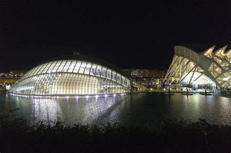 Spain Valencia The City Of Arts And Sciences Of Valencia By Night