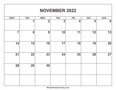 November 2022 Calendar Png July 2022 Calendar