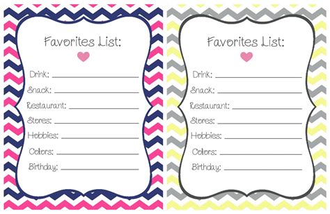 Pre-K Tweets: Freebie! Printable chevron teacher favorites list!