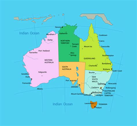 Administrative Map Of Australia With Cities Australia Oceania