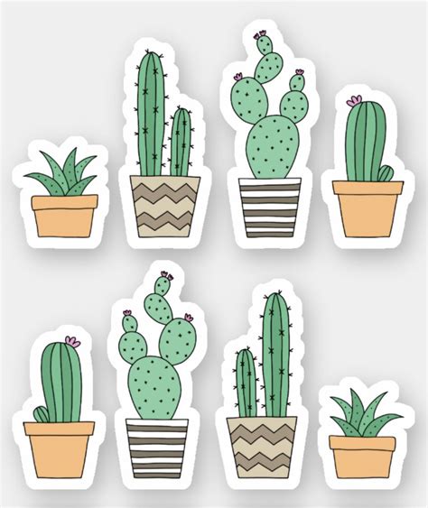 Cactus Cacti Succulent Stickers Zazzle Homemade Stickers Succulent