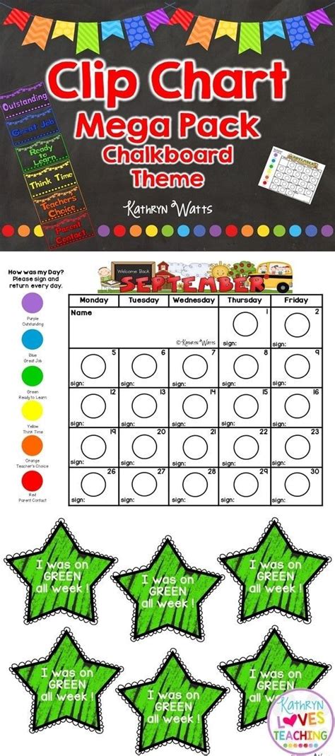 Chalkboard Clip Chart Mega Pack Includes Monthly Behavior Calendars