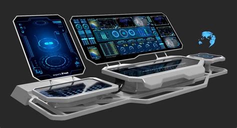 Hologram Remote Control Panel 3d Model Futuristic Technology