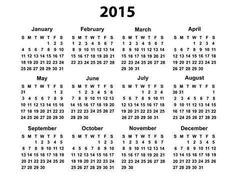 Free Printable 2015 Calendar Year Download 2015 Pdf Calendars Of All