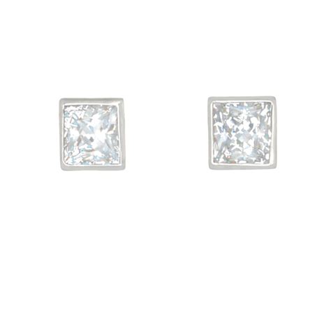 Desert Diamond 4 Tcw Princess Cut Stud Earrings Bezel Set In 18k White