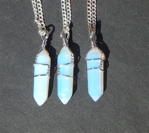 Opalite Crystal Necklace Wire Wrapped Opalite Necklace Etsy