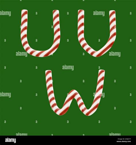3d Rendering Of Candy Cane Alphabet Letters U W Stock Photo Alamy