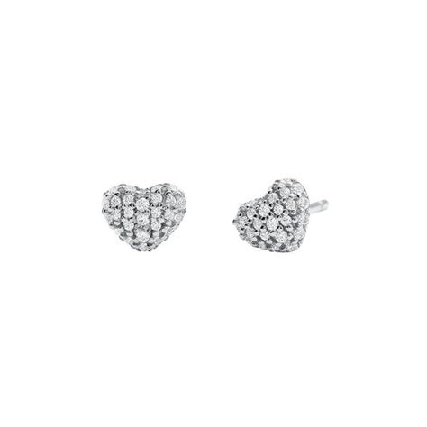 Michael Kors Sterling Silver Love CZ Heart Stud Earrings Bracelets