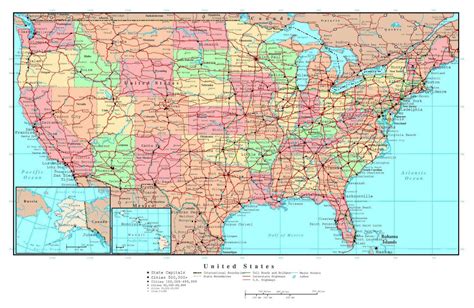 Large Detailed Political And Administrative Map Of The Usa With Highways And Major Cities Usa