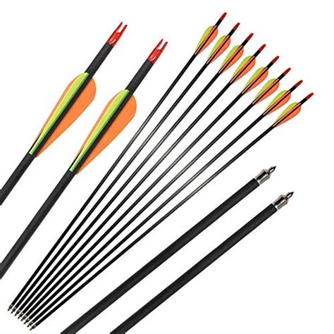 12pcs Archery Carbon Arrows 31inch Spine 400 Hunting Target Arrows With