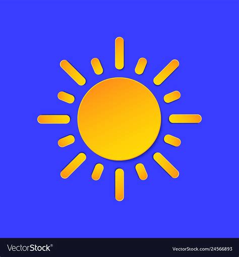 Sunny Day Weather Forecast Info Icon Yellow Sun Symbol Paper Cut Style