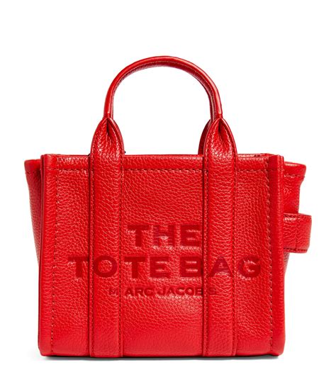Womens Marc Jacobs Red The Marc Jacobs Micro Leather The Tote Bag Harrods Uk