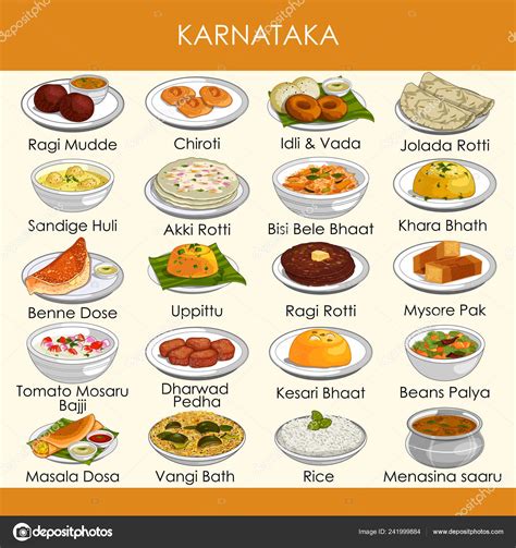 Illustration Of Delicious Traditional Food Of Karnataka India Stock Vector Image By