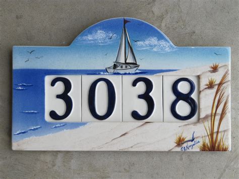 Custom Hand Painted Ceramic House Number Tile Plaque Or Sign