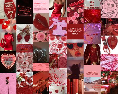 Redpink Valentines Wall Collage Set 60 Images Etsy