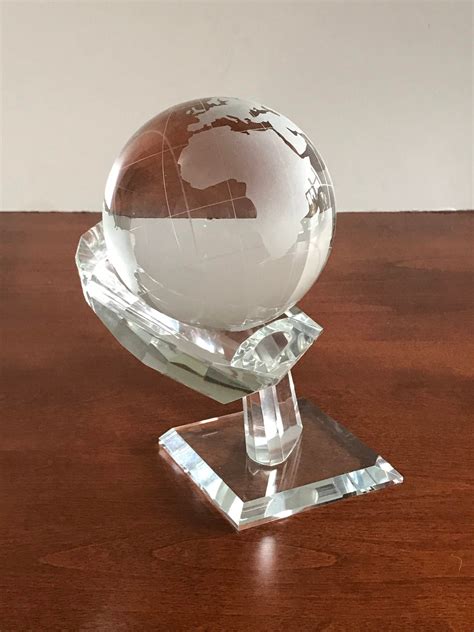 Glass World Globe Display World In Hand All Glass Map And Etsy