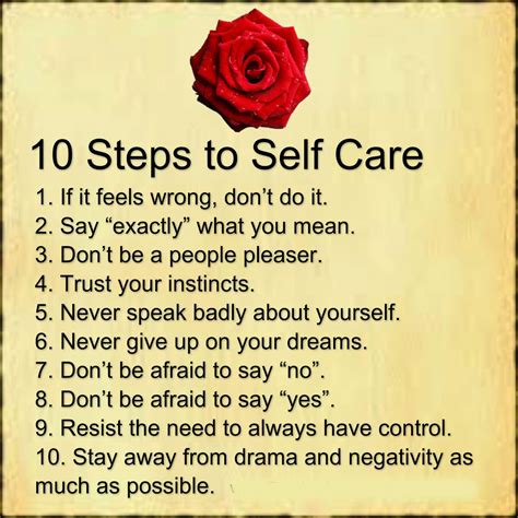 10 Steps Of Self Care Quotes Area