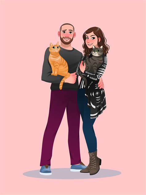Cartoon Custom Couple Portrait with a background from photo | Etsy