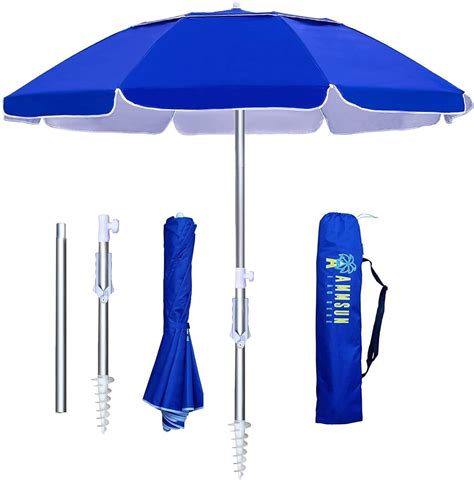 Ammsun 65ft Portable Folded Beach Umbrella With Sand Anchor Air Vent