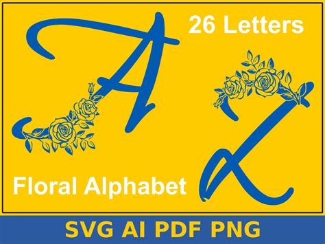 Flower Alphabet Floral Alphabet Svg Flower Font Monogram Floral