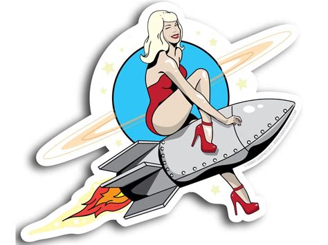 Pinup Girl Rocket Sticker Etsy
