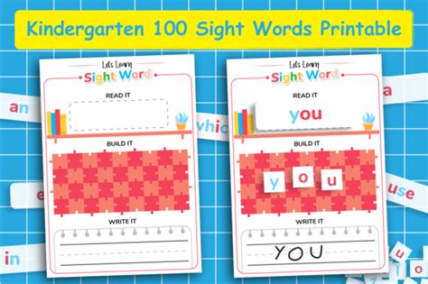 Kindergarten 100 Sight Words Printable Graphic By Kids Zone · Creative