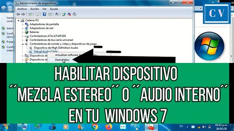 Habilitar Dispositivo Mezcla Estereo O Audio Interno Windows 7 Solucion Youtube