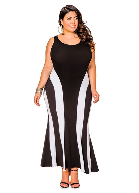 Stripe Panel Tank Maxi Dress Ashley Stewart Plus Size Maxi Dresses Cute Dresses Plus Size