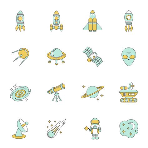 Space Line Icons Set 452903 Vector Art At Vecteezy