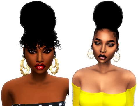 Bun With Curly Bangscurly Bun Without Bangs Sims 4 Black Hair Sims