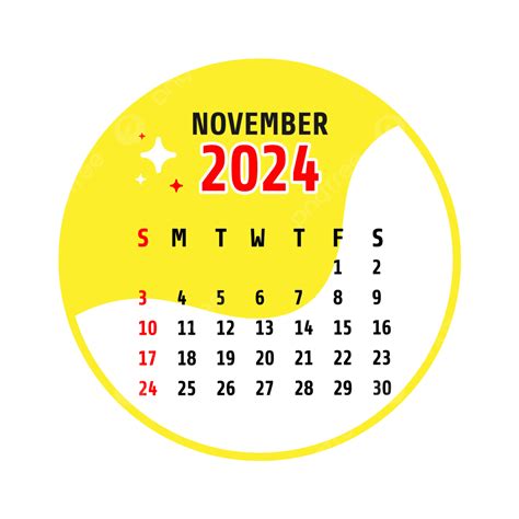 Fundo Transparente Do Calendário De Novembro De 2024 Vetor Png