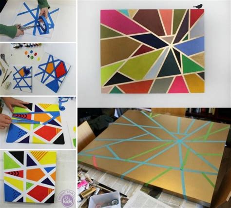 Diy Geometric Painting With Tape Ideas The Whoot Tape Painting