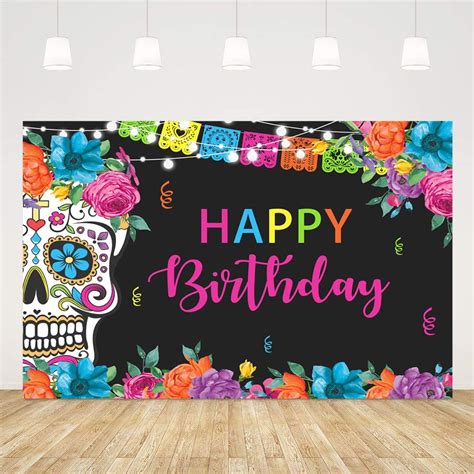 Buy Ticuenicoa 5x3ft Day Of The Dead Happy Birthday Backdrop For
