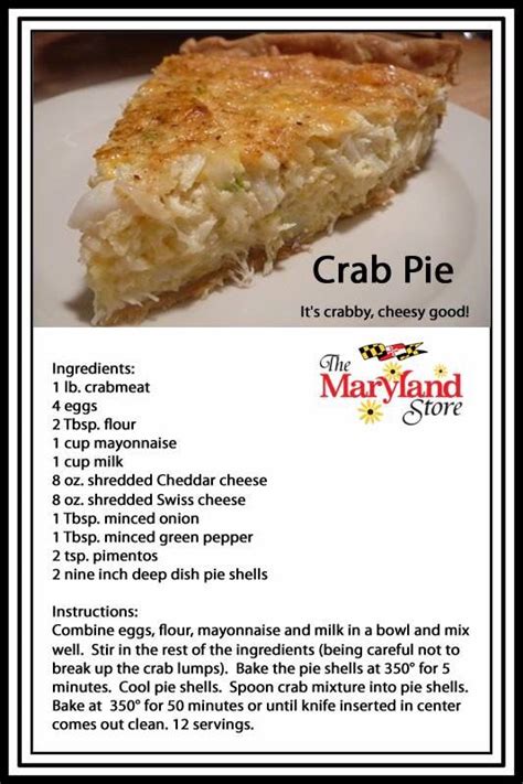 Crab Pie Maryland Crabs Recipes Crab Dishes Crab Recipes