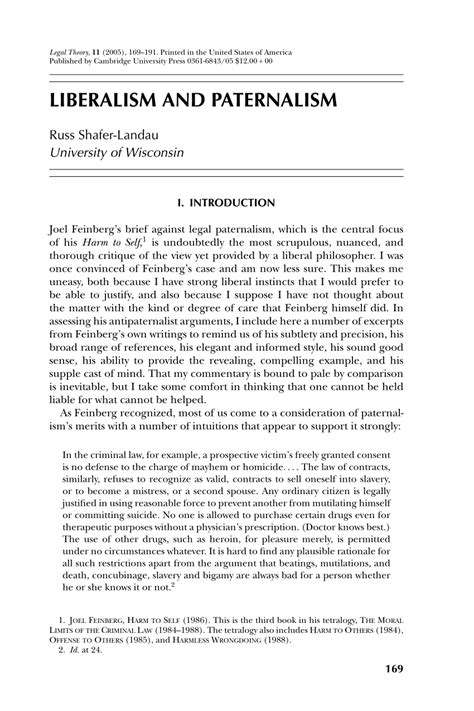 Pdf Liberalism And Paternalism