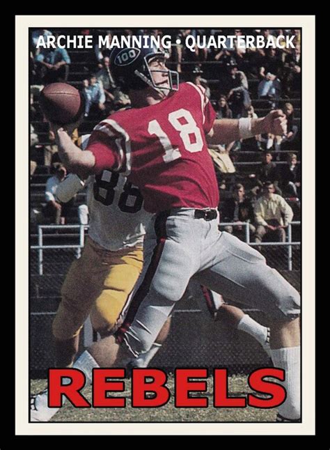 1969 Archie Manning Ole Miss Rebels By Goldenagecardcompany