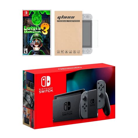 Nintendo Switch Gray Joy Con Console Luigis Mansion 3 Bundle With