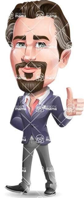 Cartoon Businessman With Goatee Beard Vector Character Making Thumbs Up Graphicmama