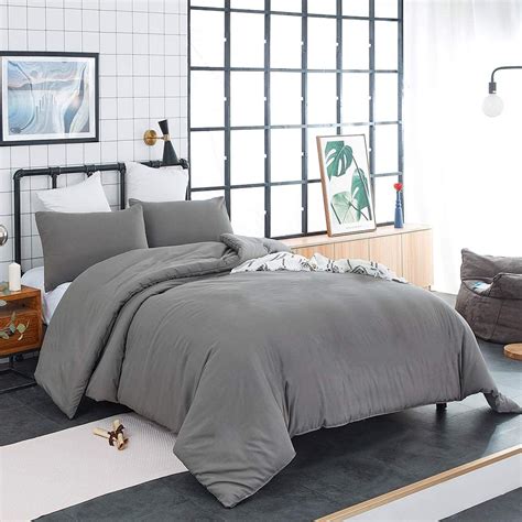 Cottonight Grey Comforter Set King Men Modern Comforter Lightweight