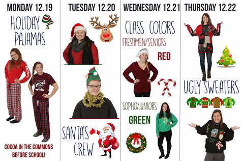 Holiday Dress Up Week Student Council Poster High School Dress Up Days