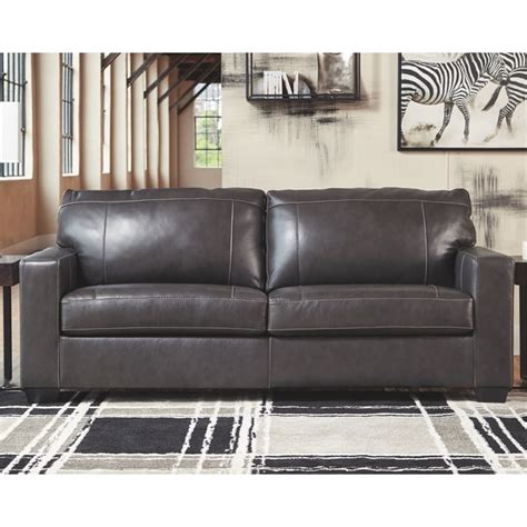 Signature Design By Ashley Morelos Leather Queen Sleeper Sofa In Gray
